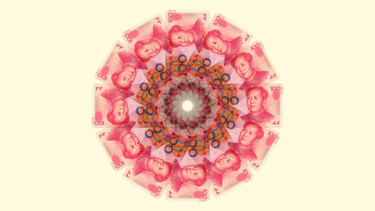 A circle of Yuan bank notes