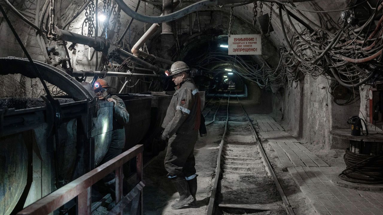 Miners work underground near the city of Pokrovsk, Ukraine.
