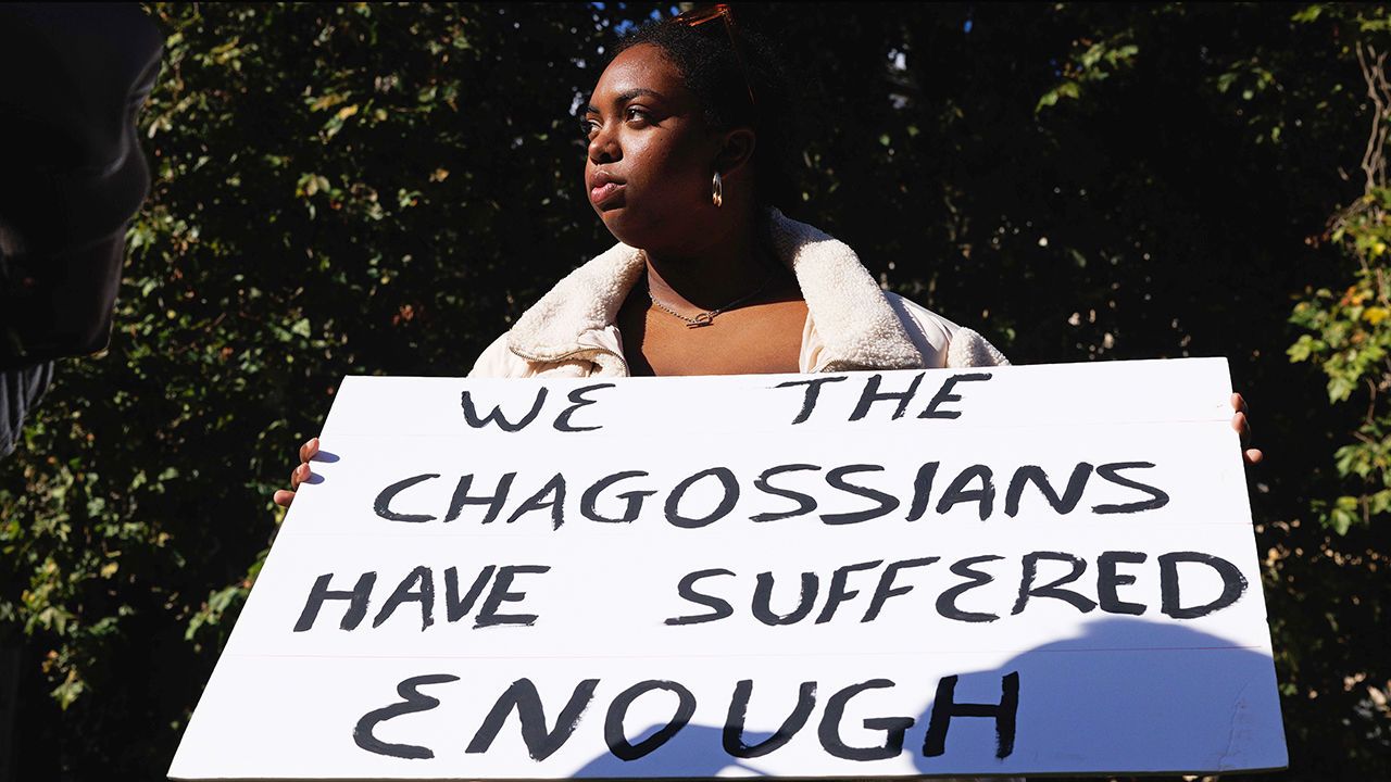 British Chagossians demonstrate, asking for the right to determine their own future, in London, United Kingdom on October 7th 2024