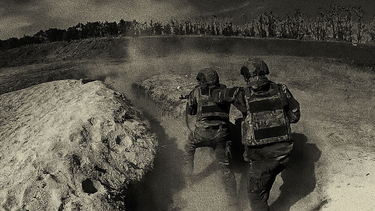 In this photo released by Russian Defense Ministry Press Service, Russian soldiers attend combat training for assault units at an undisclosed location in Ukraine.